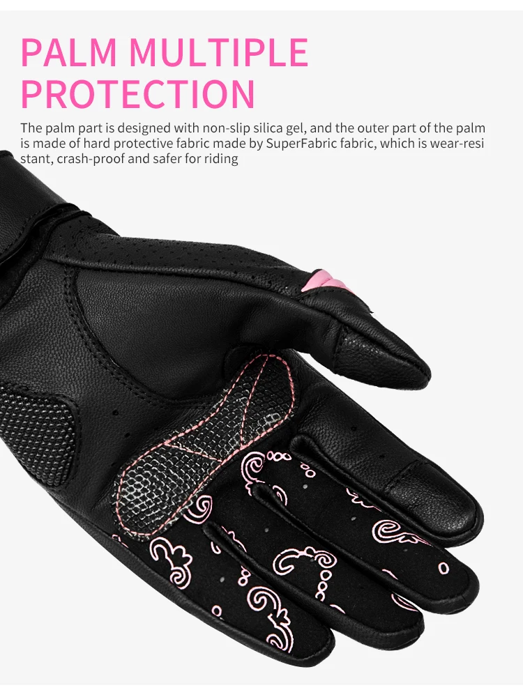 Women Motorcycle Gloves Genuine Goatskin Leather Full Finger Touch Screen Knuckle Protection Retro Motorcycle Gear Summer Red motorcycle glasses