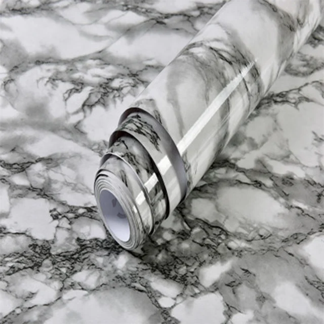 Marble Dark Gray Velike водостойкая самоклеящаяся бумага, покрытие для шкафа, пленка, контактная бумага, Мраморная деревянная мебель, наклейки для украшения кухни - Цвет: Marble Dark Gray