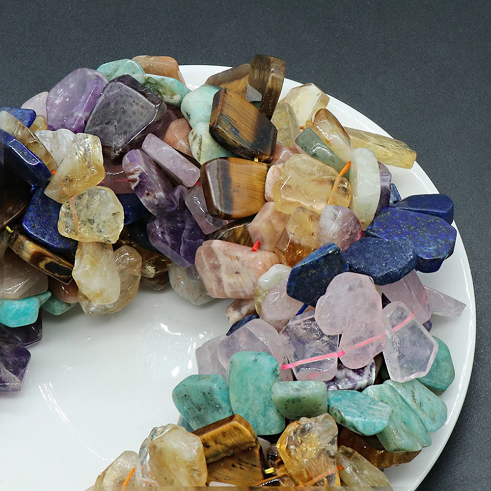 Natural Stone Beads Irregular Trapezoid Faceted Quartz Spacer Beaded For Jewelry Making DIY Charm Necklace Bracelet Accessories