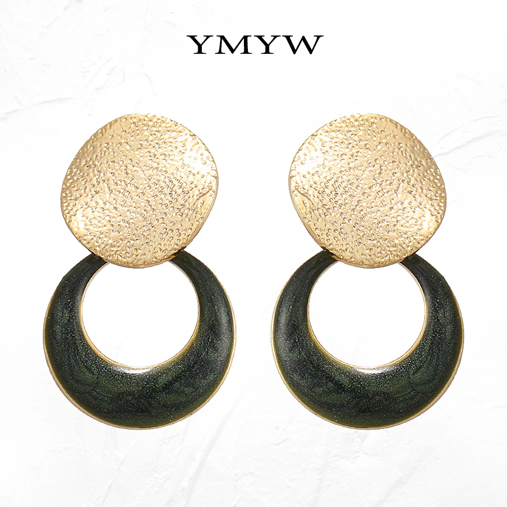 YMYW New Korean Small Geometric Enamel Sweet Earrings Exquisite Copper Charm Oorbellen Brincos 2019 for Women Party Jewelry Gift | Украшения
