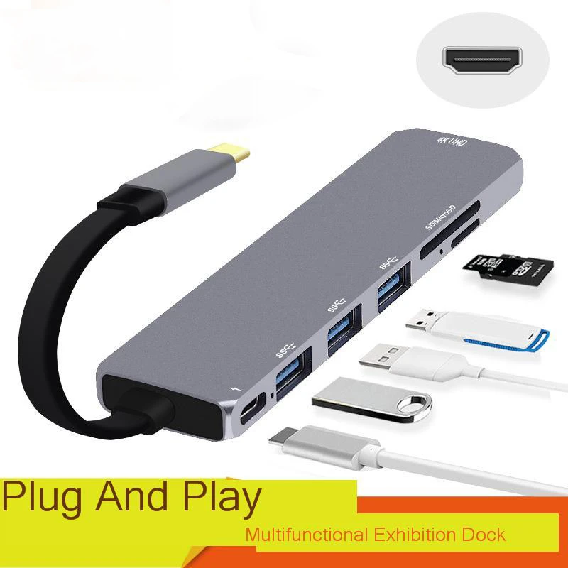 SeenDa Тип C концентратор 3 порта USB 3,0 сплиттер конвертер HDMI Кабель-адаптер для Macbook type C до 4K HDMI