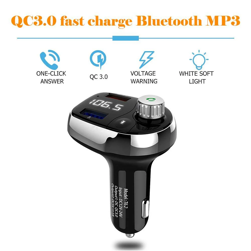 SRUIK Bluetooth fm-передатчик беспроводной автомобильный радиопередатчик адаптер автомобильный комплект fm-модулятор с QC3.0 автомобильное зарядное устройство модулятор