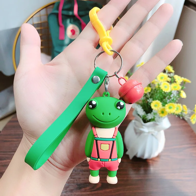 Белый New Cartoon Keychain Silicone Bib Animal Toy Doll Bear Car Ring Chain Bag Pendant Student Gift - Цвет: Белый
