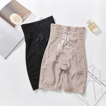 

Lady Plus Size 3XL-5XL High Waist Underwear Underpants Sexy Tight Flower Corsets Postpartum Women's Zipper Body Shaping Pants