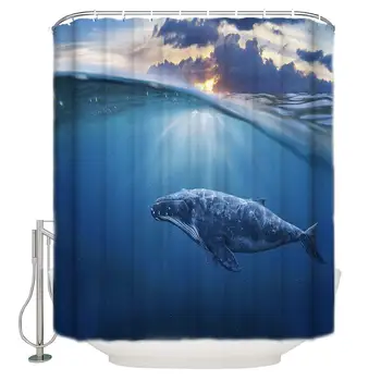 

Cute Whale Marine Animal Pattern Room Home no Smell Easy to Clean Shower Curtain for Bathroom Bathroom Hotel Curtain Bathroom