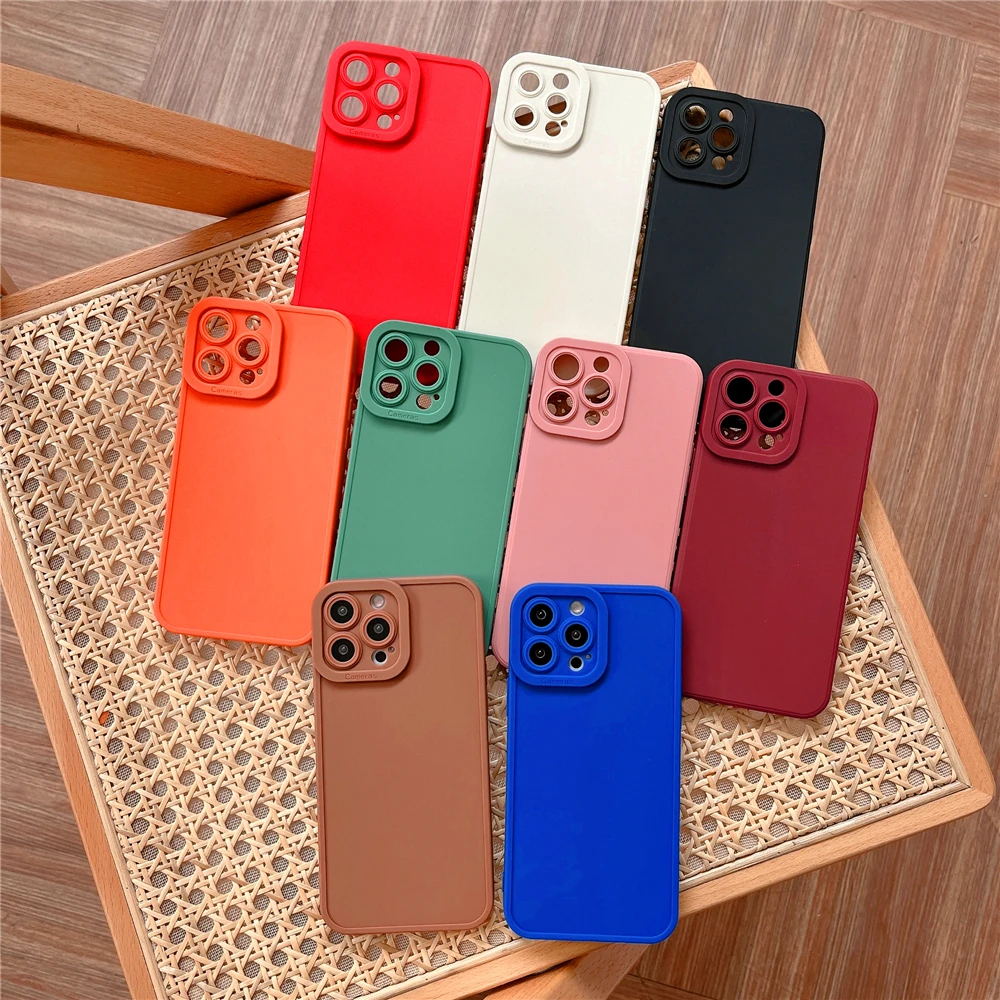 iphone 13 pro max clear case Colorful Thin Soft Silicone Case For iPhone 13 12 Mini 11 Pro Max 7 8 Plus X S XR XS SE 2020 Matte Candy Cover Camera Protection iphone 13 pro max case clear