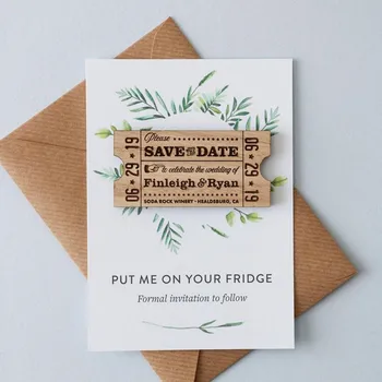 

Custom Save The Date Magnet, wooden wedding favor Souvenirs, announcement Magnets, Engraved greenery invitation, birthday gifts