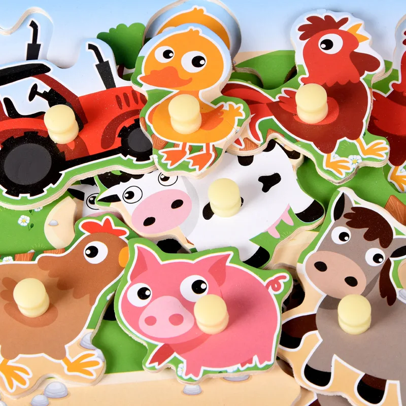 

Children Wooden Early Childhood Educational ENLIGHTEN with Numbers Lettered Animal Traffic Learning Cognitive Jigsaw Puzzle Clut