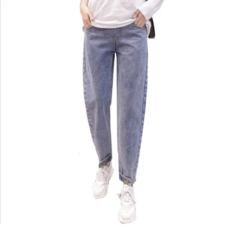 

Pants Woman 2019 Pregnant Cowboy Support Abdomen Outside Autumn Clothes Nine Part Easy Broad Leg Haren Dad Denim