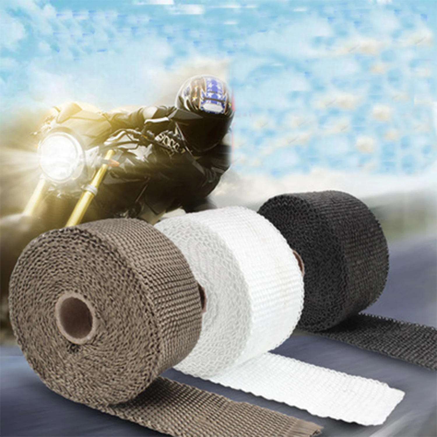 

5cm*5/10/15/20M Car Motorcycle Exhaust Thermal Exhaust Tape Exhaust Heat Tape Wrap Pipe Wrap Shields Manifold Header Insulation