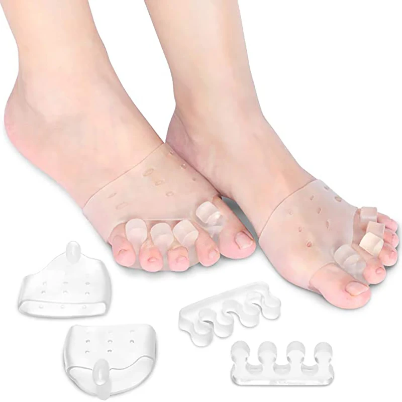 4pcs Silicone Forefoot Pad Toe Separators Relieve Feet Pain Metatarsals Hallux Valgus Correction Foot Care Orthopedic Insoles