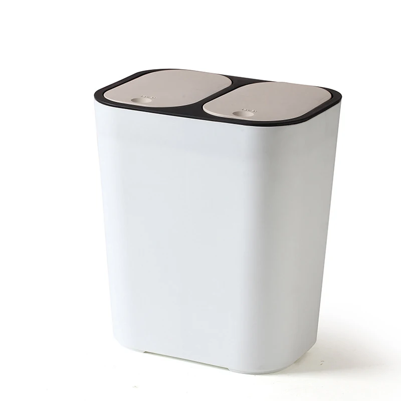 С разделителем для сухого и влажного мусорного бака большой емкости мусорная урна кухонная корзина мусорное ведро для ванной мусорное ведро ящик для хранения унитаза - Цвет: White