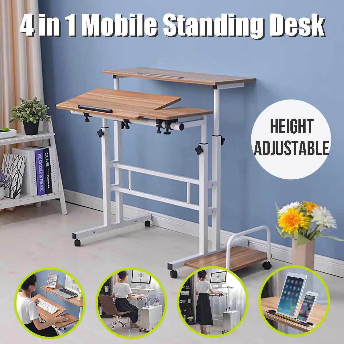 Verbeterde Hoogte Verstelbare Staande Bureau Compuer Laptop Bureau 2 Lagen 31.5Inch Computer Tafel Voor Thuis Kantoor Met Host Plank Verbeterde Hoogte Verstelbare Staande Bureau Compuer Laptop Bureau 2 Lagen 31.5Inch Computer Tafel Voor Thuis Kantoor Met Host Plank