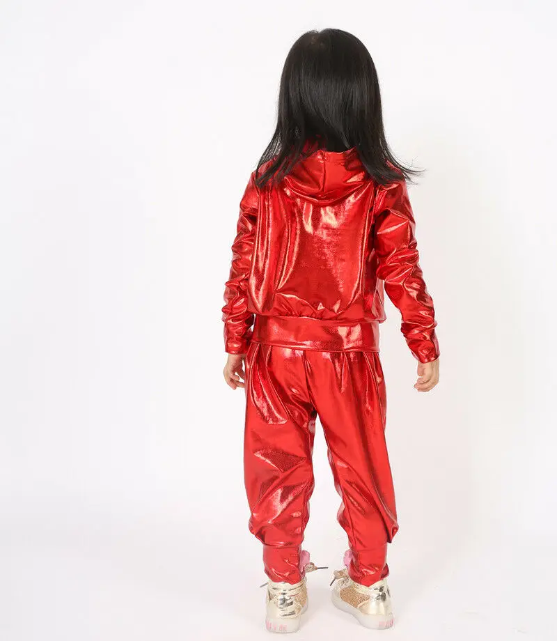 Модная детская танцевальная куртка в стиле хип-хоп для взрослых, ds, джаз, с карманами, красная верхняя одежда, ветровка, пальто для девочек, детская куртка