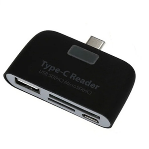 black Type C OTG Adapter Android Phoner With Power Supply Charging USB Multifunctional TF SD HUB Card Reader - Цвет: black