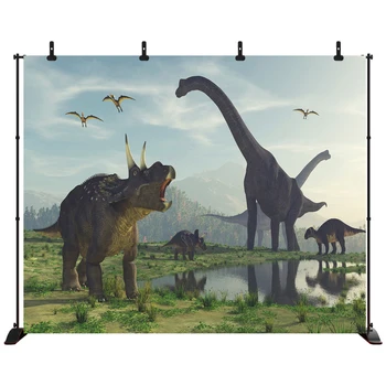 

Acejoker Dinosaur Backdrop Happy Birthday Party Banner Baby Shower Photography Background Vinyl Photo Studio Props