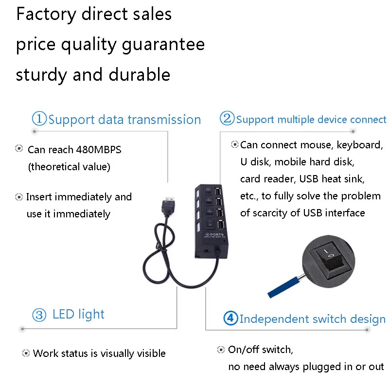 4-портовый независимый переключатель usb-хаб с подзарядкой от USB разветвитель usb c концентратор для macbook pro Ноутбук Тип c концентратор Мульти usb 2,0