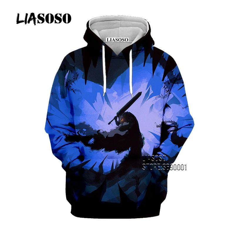 LIASOSO, аниме, комиксы, Berserk Guts, меч воинов, 3D принт, Мужская толстовка, толстовки, свитшоты, женские повседневные пуловеры с шапкой, топы - Цвет: 9