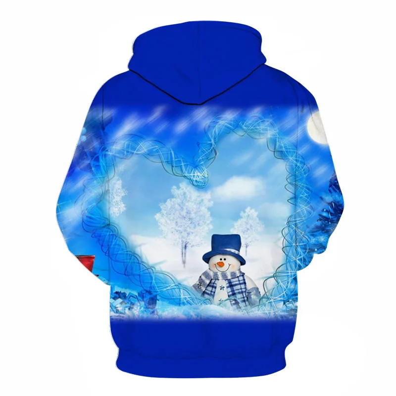 autumn hot men hoodie snow white snowman cute 3D digital print hoodie sweatshirt menwomen trend long sleeve pocket pullover