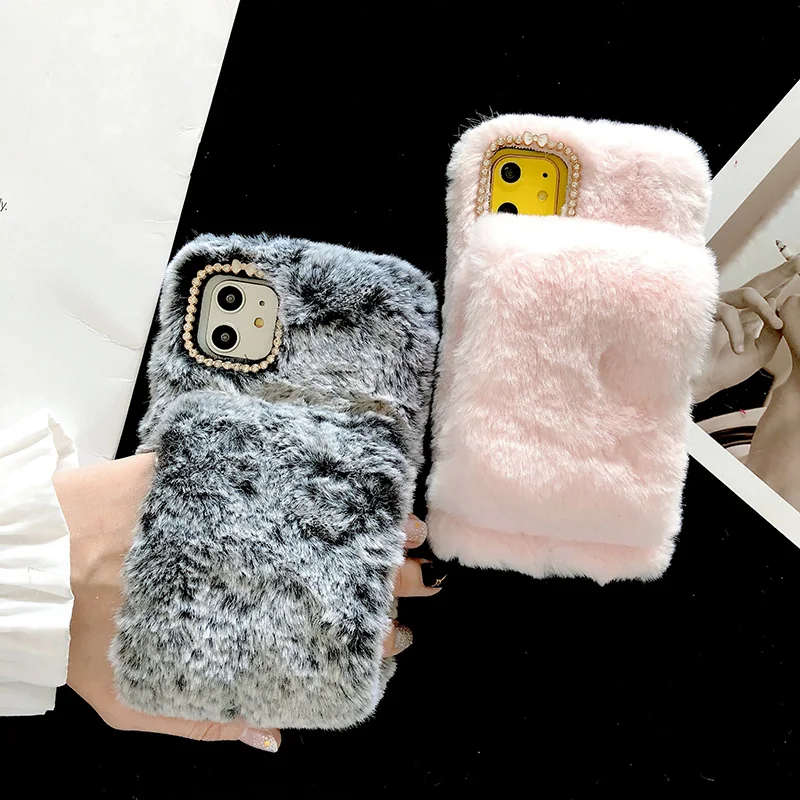 Милый Меховой чехол с пушистыми волосами для iPhone 7 8 Plus 6 6s X XS XR силиконовый