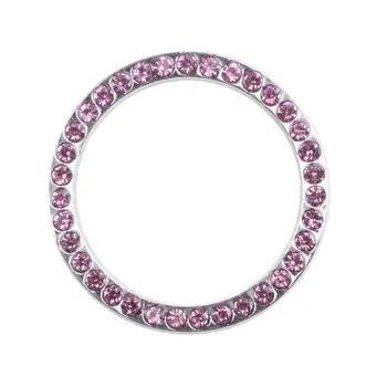 

Crystal Car Bling Ring Emblem Sticker, Bling Car Accessories Pink with Car Steering Wheel Cover Universal Crystal Crown PU Leath