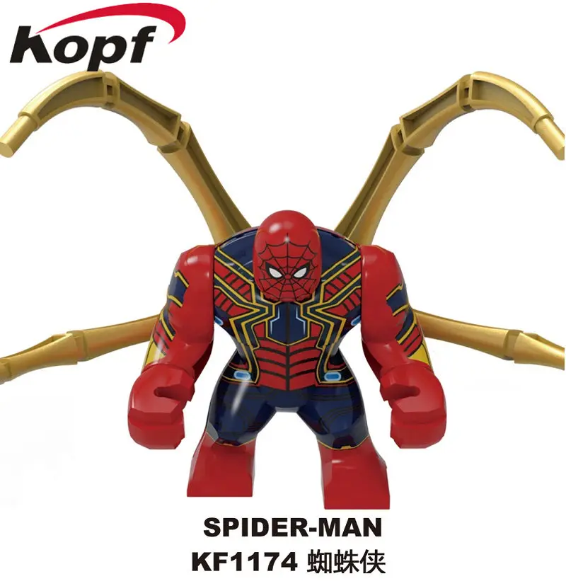 KF1174 20Pcs No Box 20 шт. строительных блоков большой размер серии супер человек Бэтмен Тор Росомаха Черная пантера флэш детские игрушки KF6077 - Цвет: KF1174 20Pcs No Box