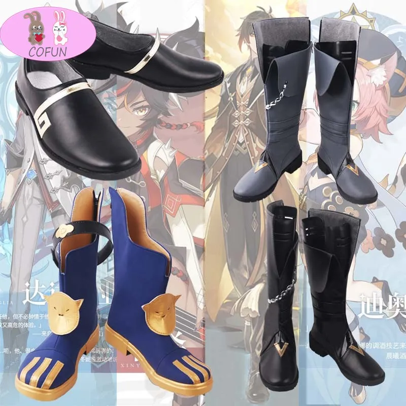 

COFUN Game Genshin Impact Cosplay Halloween Zhongli Tartaglia Diona Cosplay Shoes Zhong Li boots women men