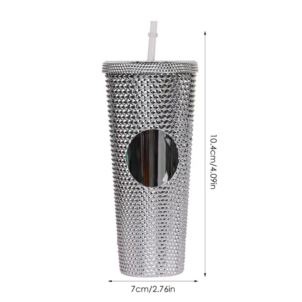 24 Oz Coffee Cup Summer Holiday Cold Water Mug Tumbler Cup With Straw Double Layer Plastic Durian Diamond Radiant Goddess Cups