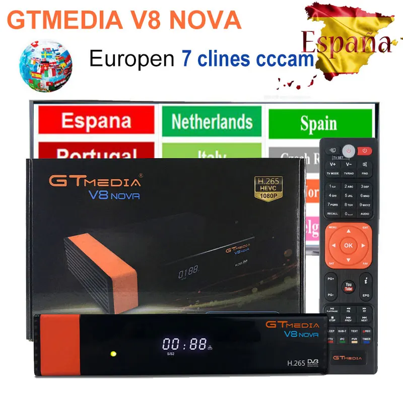 Стабильная GTMEDIA V8 NOVA Лидер продаж Full HD спутниковый ТВ приемник+ 7-линия cccam Встроенный Wi-Fi, H.265 DVB-S2 1080P ТВ спутниковый декодер