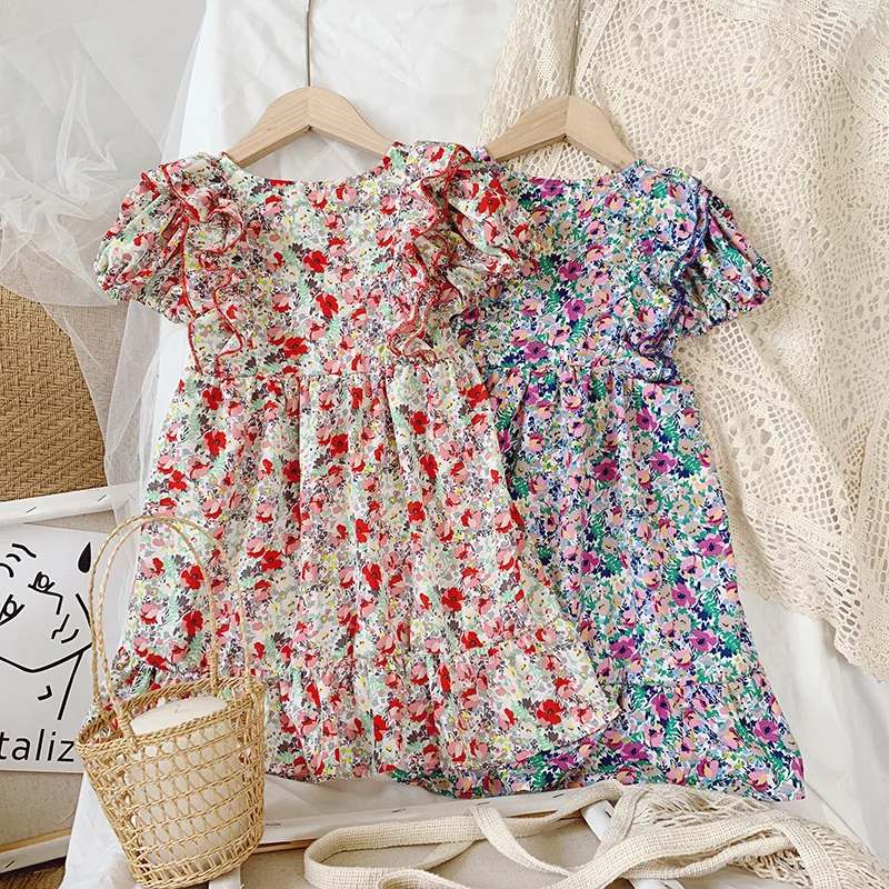 Summer Girl Dress 2021 Embroidered Fancy Princess Dresses For Girls Little Flying Sleeve Children'S Clothing Baby Kids Clothes