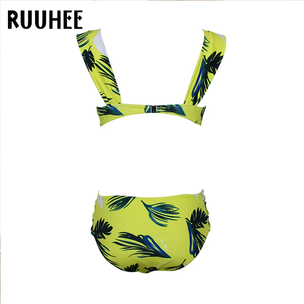RUUHEE, Цветочный бикини, купальник для женщин, купальник, сексуальный бикини, набор, купальный костюм с пуш-ап, пляжная одежда, открытая бикини, Feminino