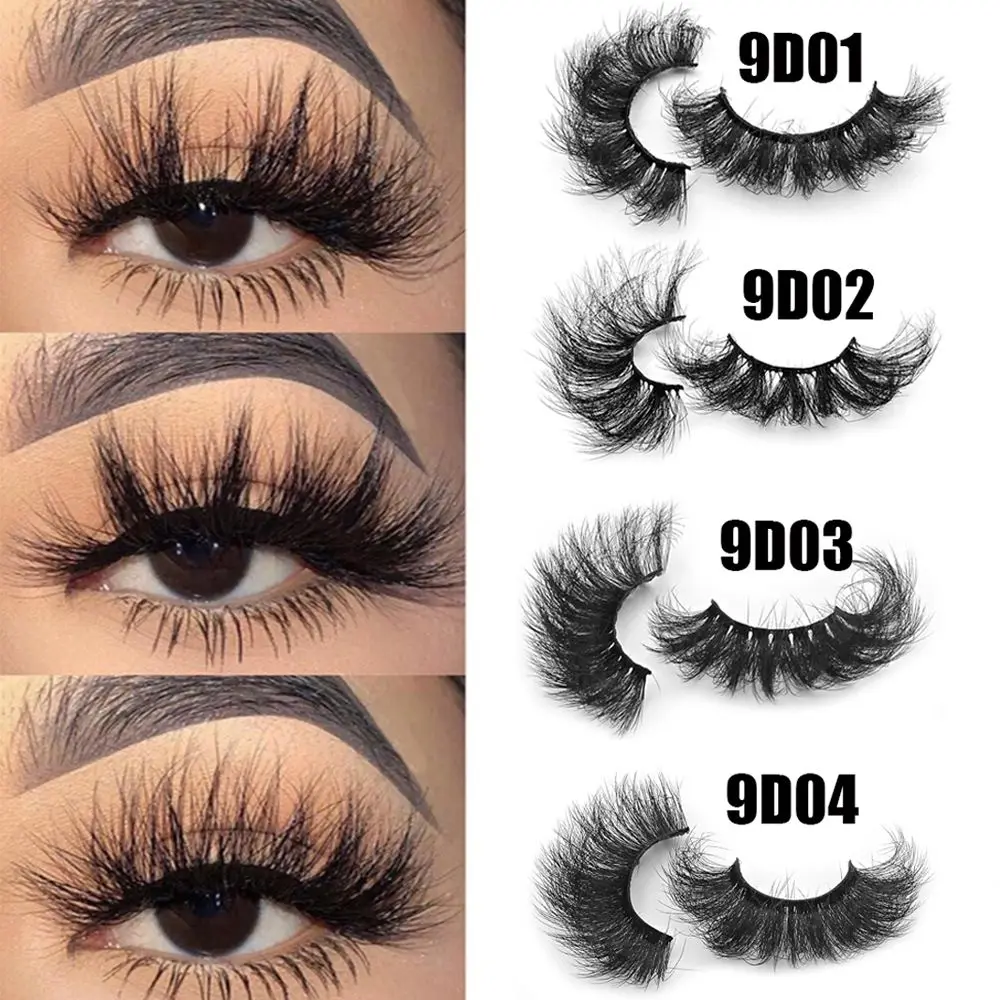 

9D Reusable Thick Long Messy Fluffy Handmade Craft Wispy Fluffy Eye Lashes 9D Faux Mink Eyelashes False Eyelashes Extension