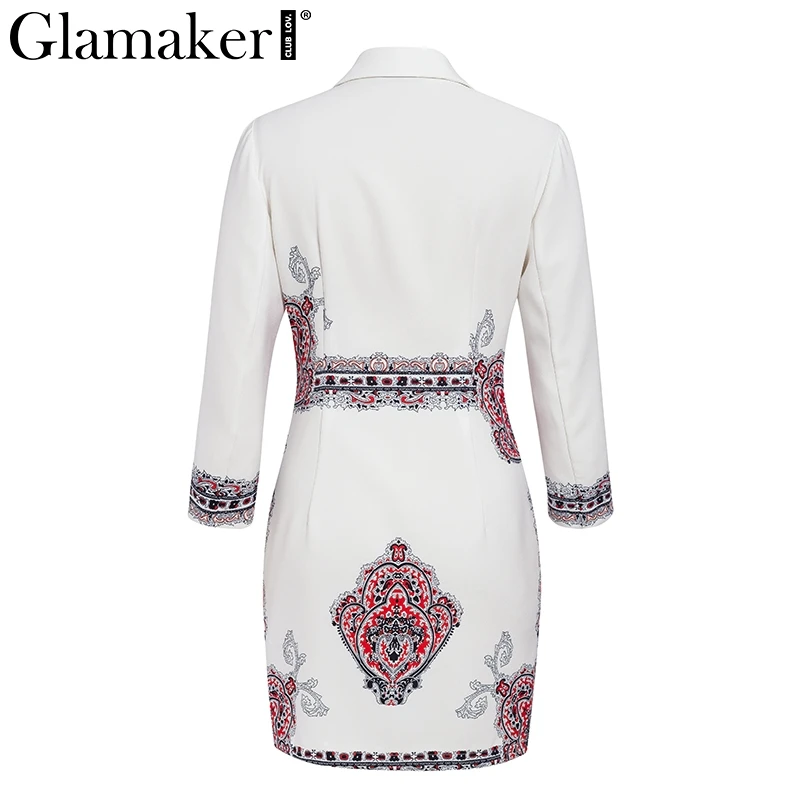 Glamaker Totem печатное сексуальное облегающее платье Блейзер женское осеннее двубортное короткое платье элегантное женское уличное платье зимнее