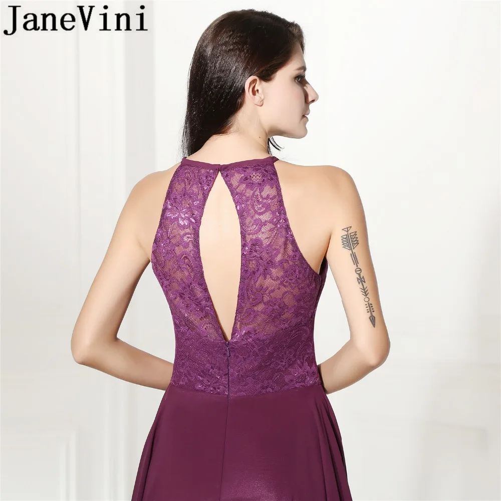 JaneVini дешевые короткие платья для выпускного вечера для подростков Vestido Curto Виноград фиолетовый кружева шифон Замочная скважина сзади Fomal вечерние платья