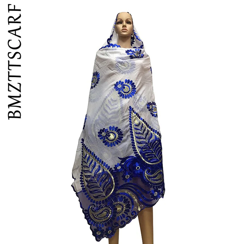 Новые африканские шарфы мусульманский женский большой хлопковый шарф с вышивкой с камнями BM602 - Цвет: BM602 6