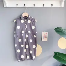 Новые комбинезоны в горошек для мальчиков и девочек, весенние модные детские длинные штаны, От 1 до 6 лет, PO156