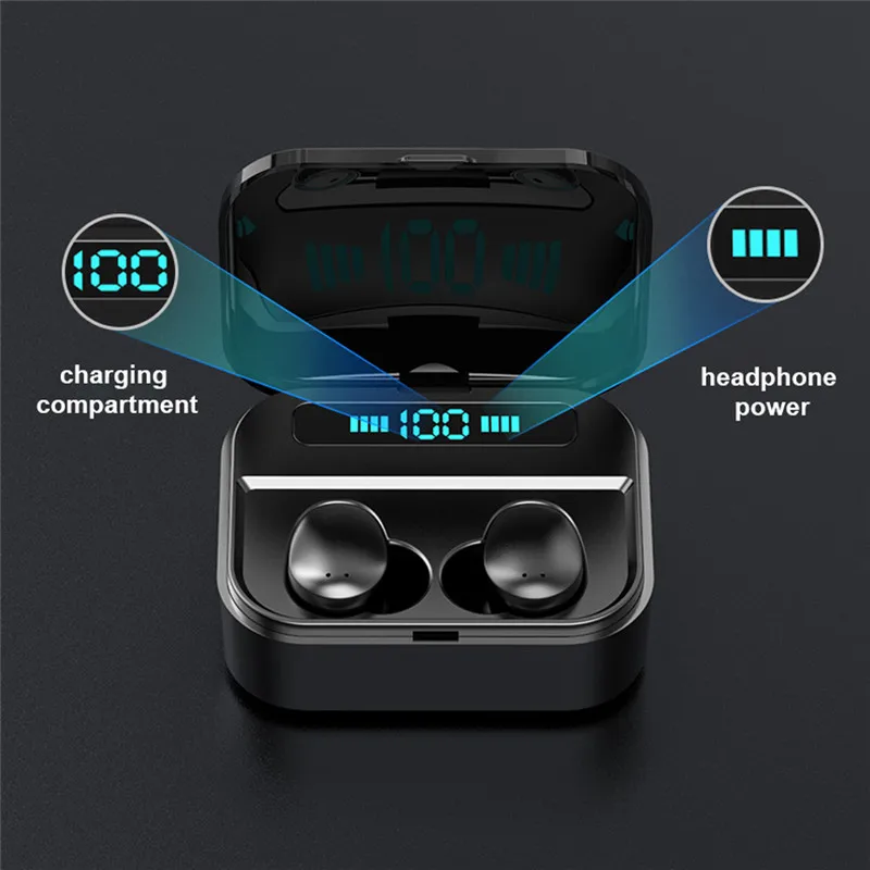 TWS Bluetooth 5,0 наушники с цифровым дисплеем 6D стерео bluetooth-гарнитура 3300MA светодиодный блок питания для мобильного телефона