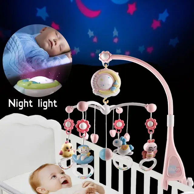 Baby Rattles Crib Mobiles Toy Holder Rotating Mobile Bed Bell Musical Box Projection 0-12 Months Newborn Infant Baby Boy Toys 2