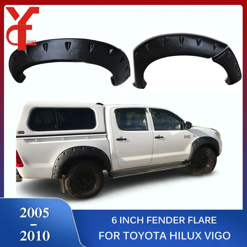 도요타 Hilux Vigo 2005 2006 2007 2008 2009 SR5 MK6 더블 캐빈 자동차 액세서리 블랙 머드 가드 용 6 인치 펜더 플레어