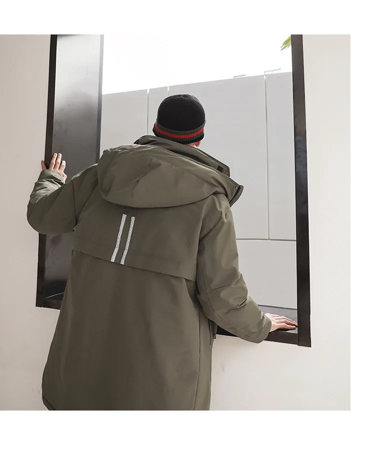 Literature And Art Popular Brand Men'S Wear New Style Mid-length down Jacket Teenager Workwear Thick Warm Coat Men's