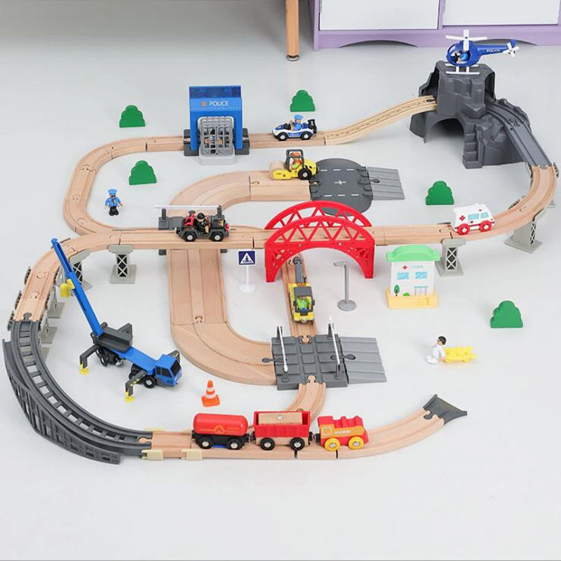 Police Station Wooden Track Set Train 
