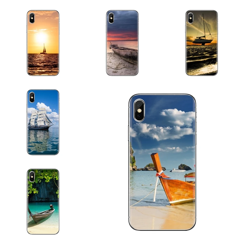 Silicone Phone Bag Case Boat at the sea side Wallpaper For Samsung Galaxy J1 J2 J3 J4 J5 J6 J7 J8 Plus 2018 Prime 2015 2016 2017 |