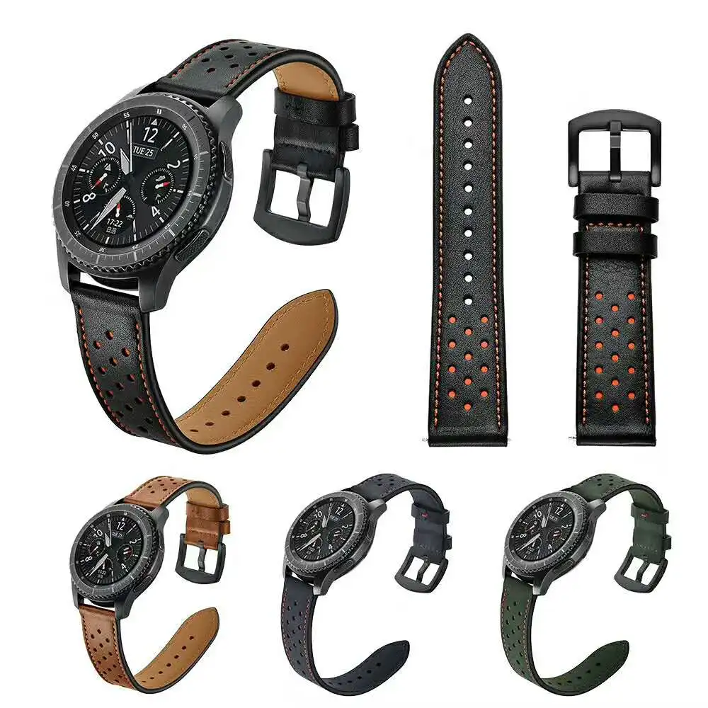 Ремень из натуральной кожи для Samsung Gear S2/S3 Galaxy Active2 42/46 мм/20/22 мм ремешок Xiaomi Huami Amazfit