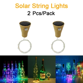 

2 pcs per lot 10LED/15LED/20LED Garland Solar Wine Bottle Lights Cork Fairy Lights Christmas Light LED Copper Garland led light