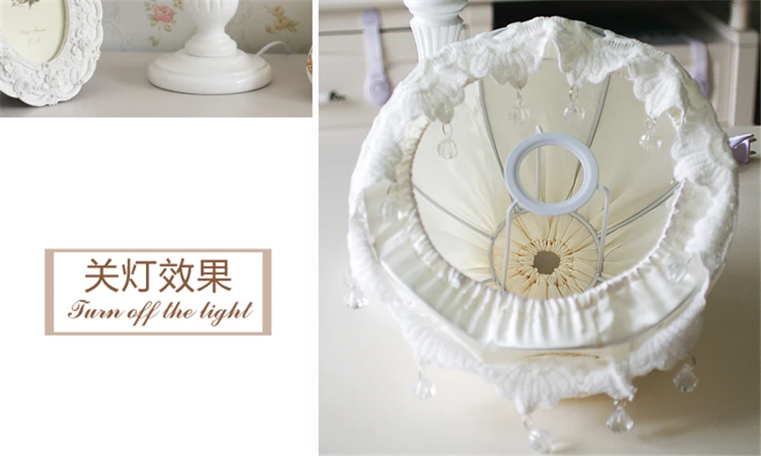 European Warm Korean Table Lamps Bedroom Bedside Cloth Table Lights Princess Room Girl Lace Desk Lights Home Deco Fixtures
