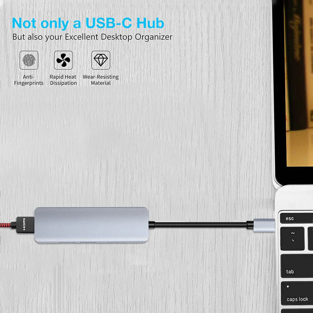 5 in 1 USB Type C To 4K HDMI 2 USB 3.0 SD TF Card Reader HUB Adapter Converter