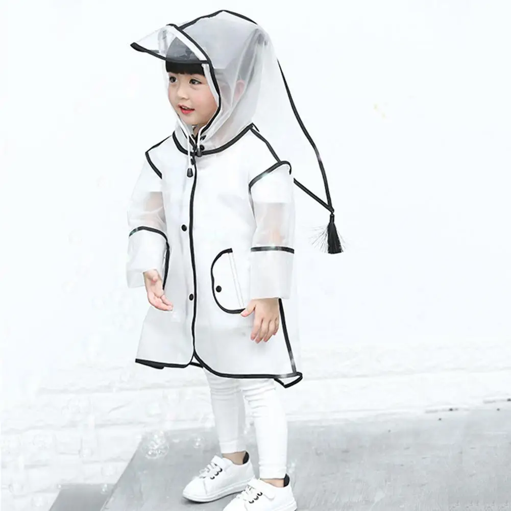 Explosion models Children's hooded tassel transparent raincoat EVA big hat baby kindergarten slicke | Дом и сад