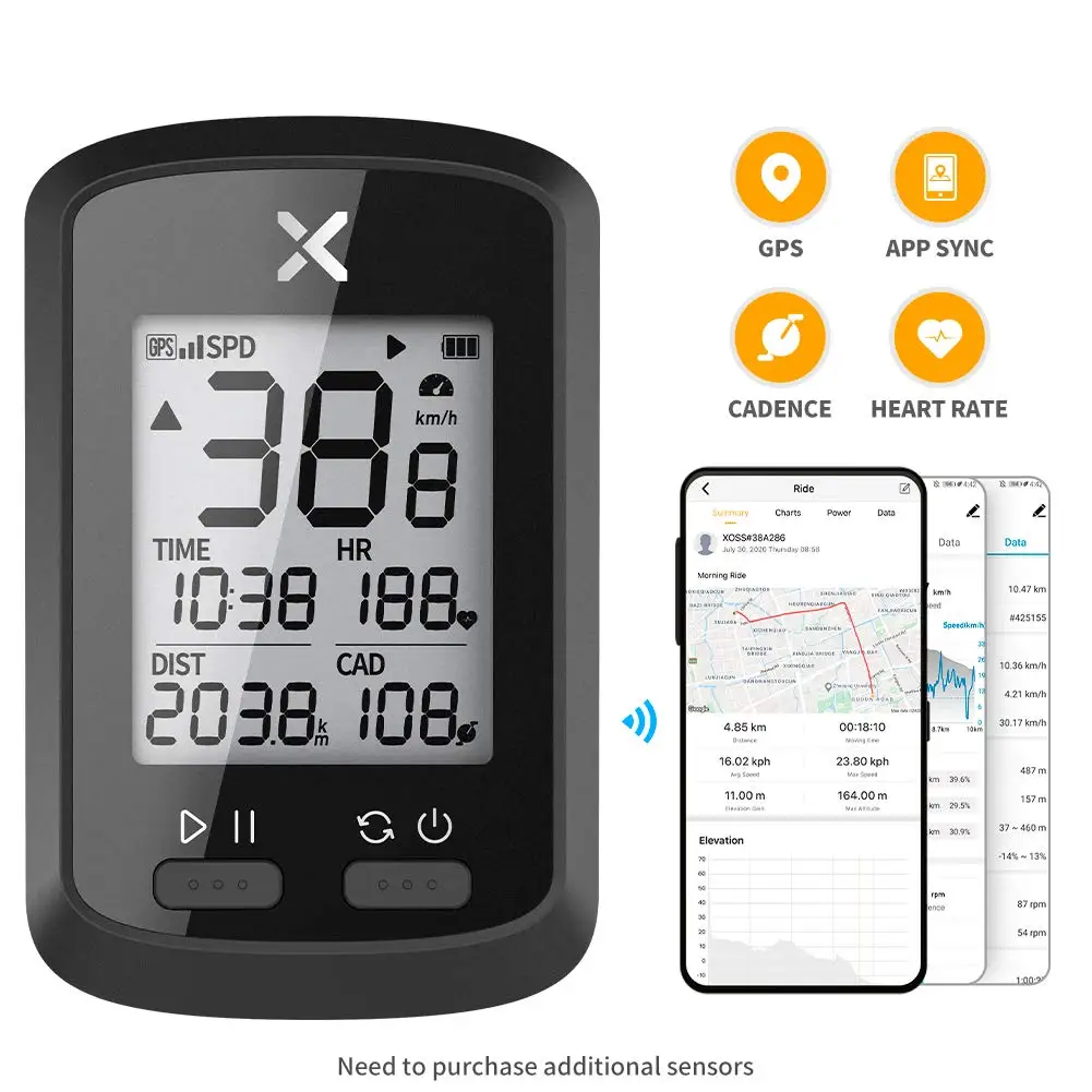 Велокомпьютер XOSS беспроводной GPS спидометр водонепроницаемый дорожный