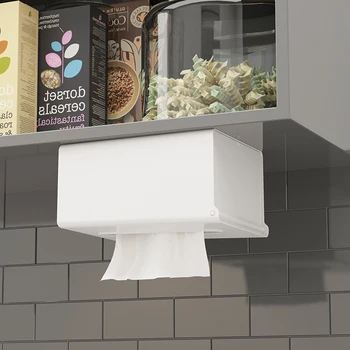 

Multi-function Desktop Tray Wall-mounted Kitchen Bathroom Paper Towel Storage Box Plastic Napkin Simple Stylish Container