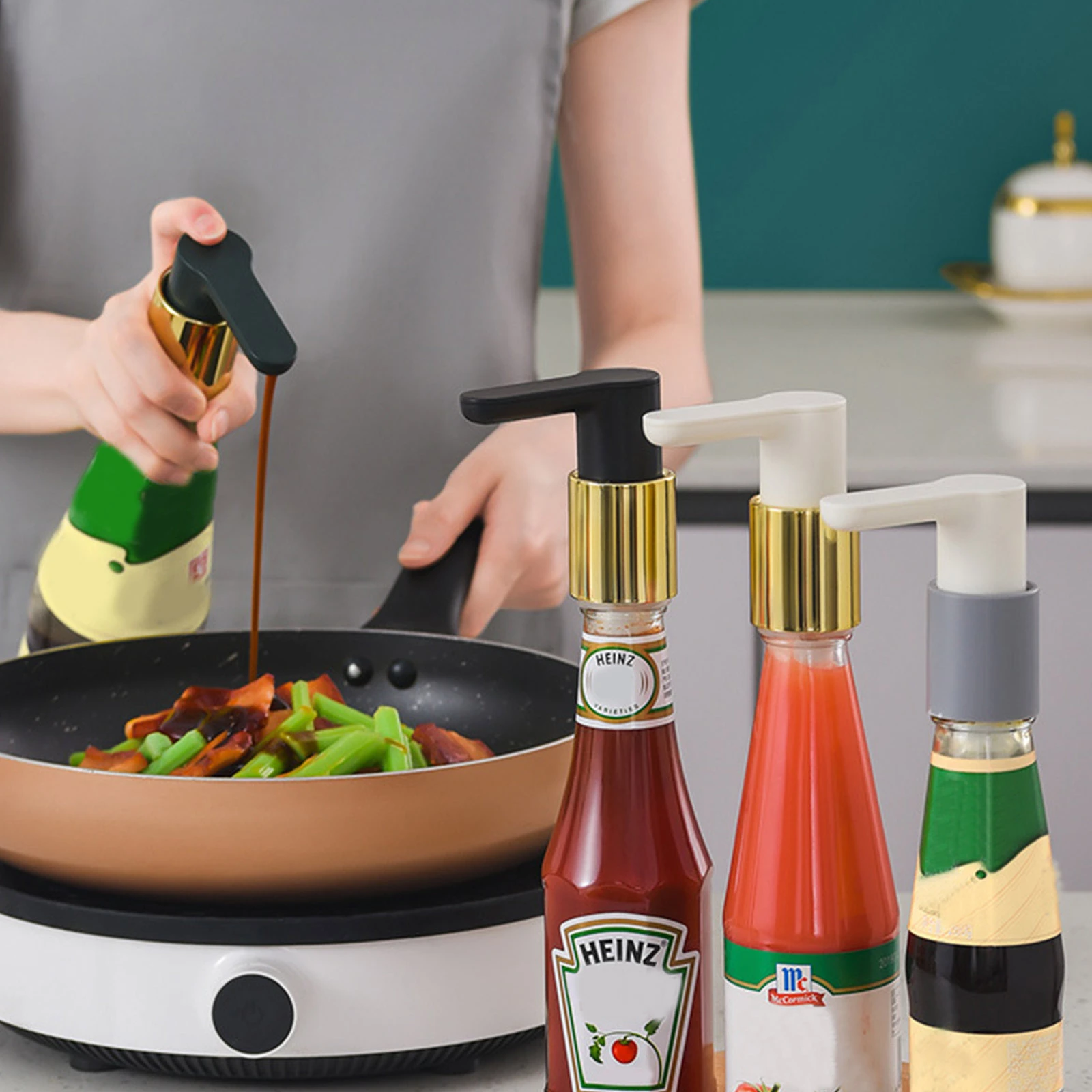 Kitchen Ketchup Extruder Condiment Bottle Press Nozzle Pump Head Oyster